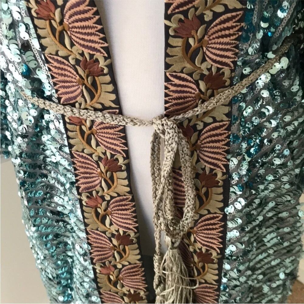 NWOT! Free people light is coming sequin duster long  maxi cardigan jacket large - Picture 5 of 13